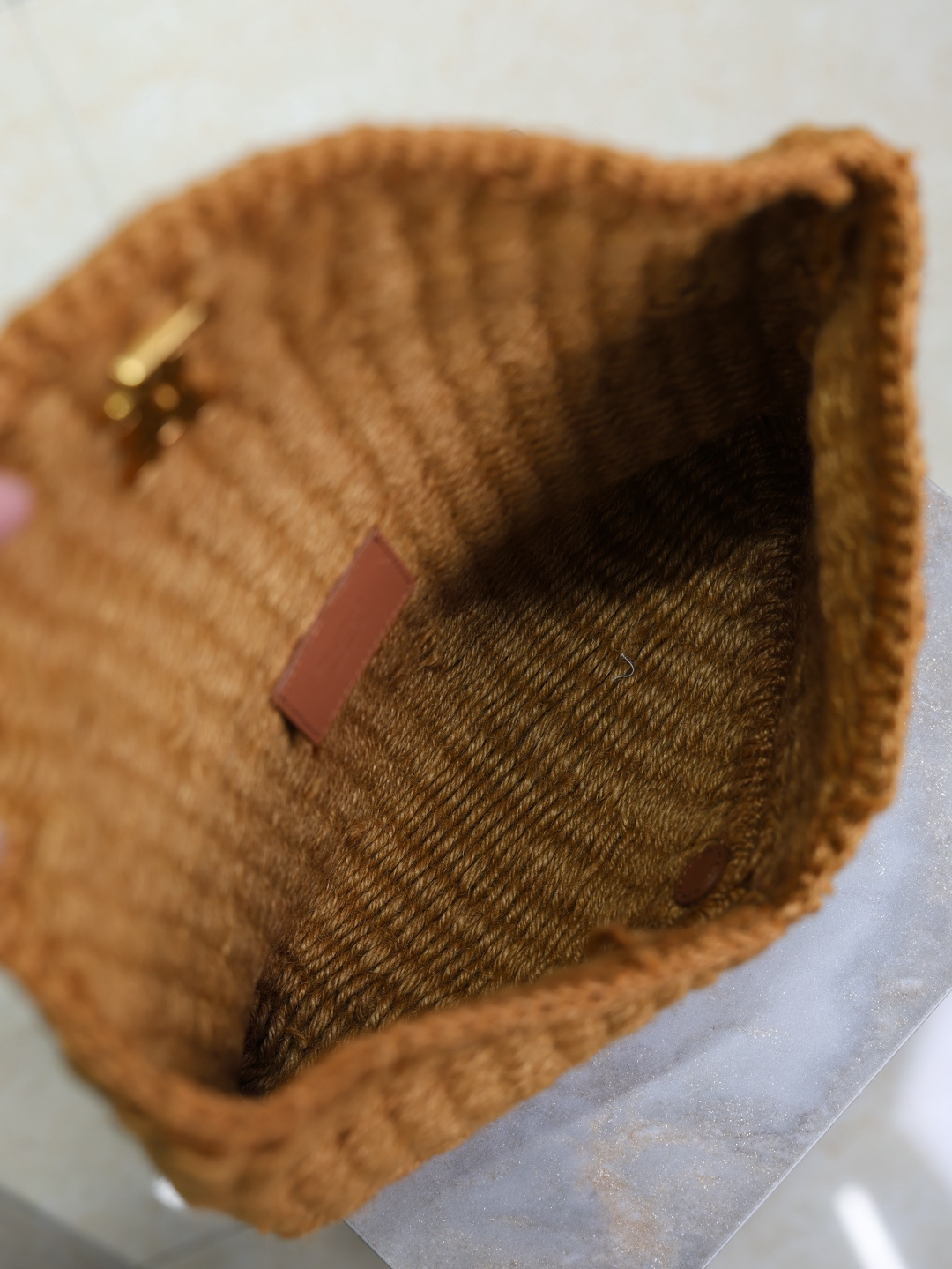 [TOP] Yves Saint Laurent YSL Le Woven Envelope Clutch Bag 29.5×18×4.5cm - Brown