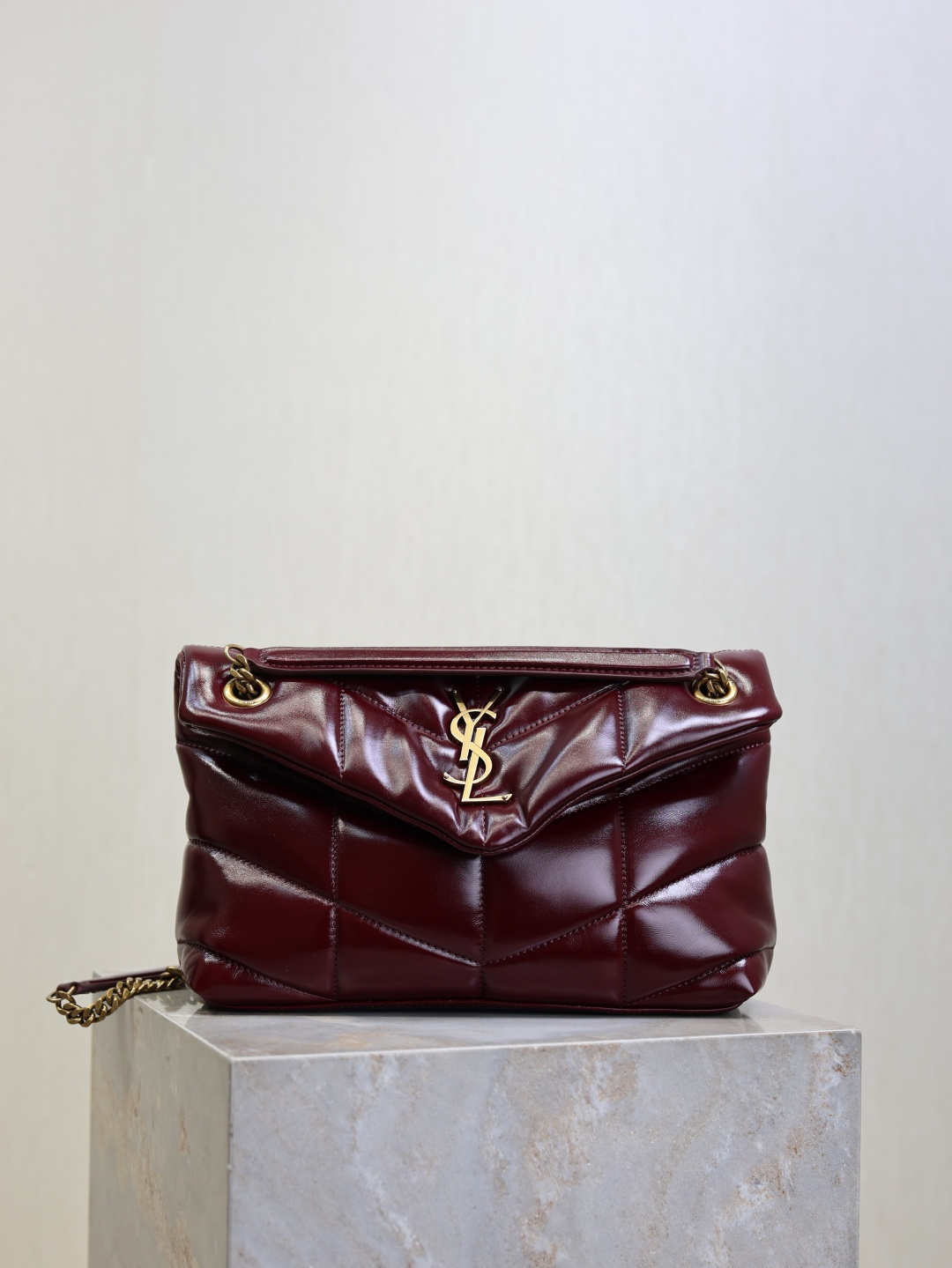 [TOP] Yves Saint Laurent YSL Loulou Puffer Bag Wax Leather 23cm/29cm/35cm - Dark Red