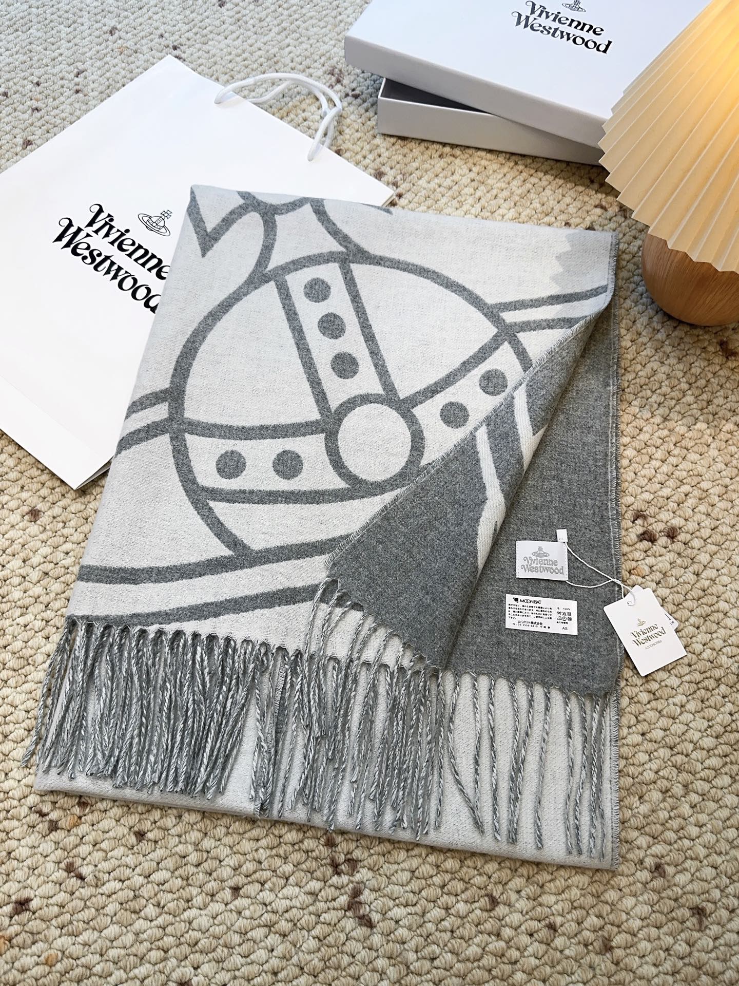 [TOP] Vivienne Westwood Cashmere Scarf 50*200cm  - Gray