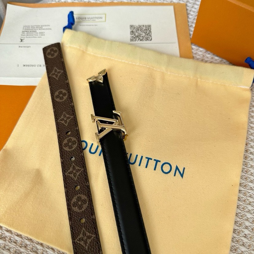 [TOP] Louis Vuitton LV Monogram Belt  2CM - Black