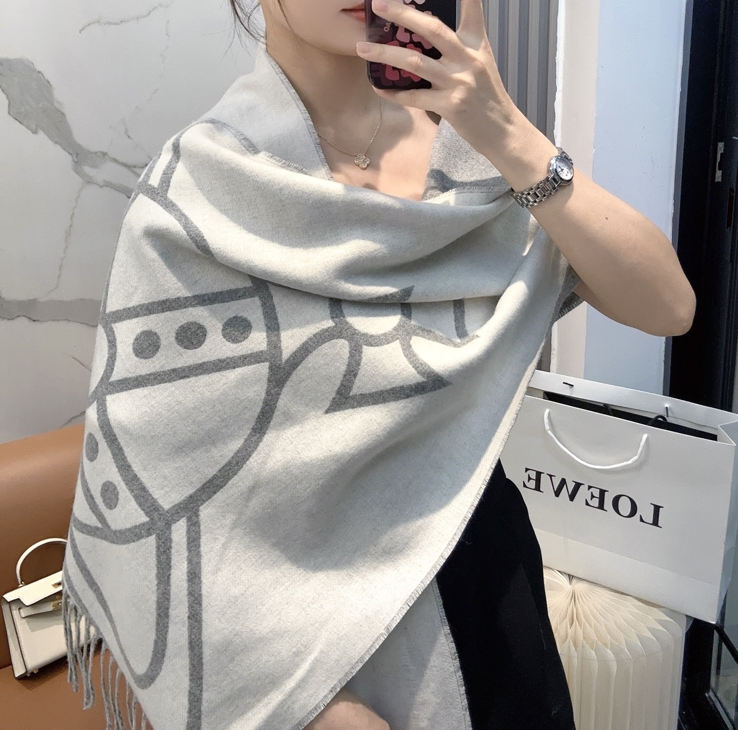[TOP] Vivienne Westwood Cashmere Scarf 50*200cm  - Gray