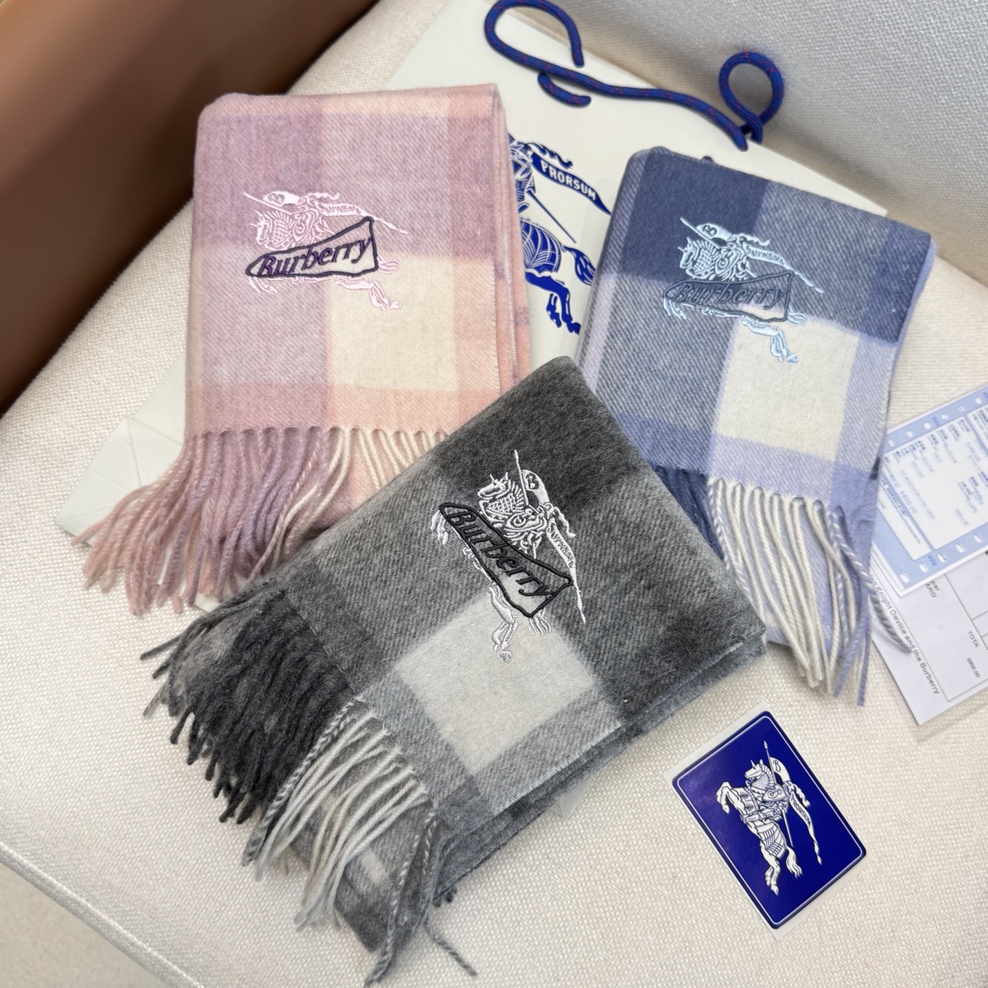 [TOP] BURBERRY Cashmere Scarf 200x30cm  - 3 Colors