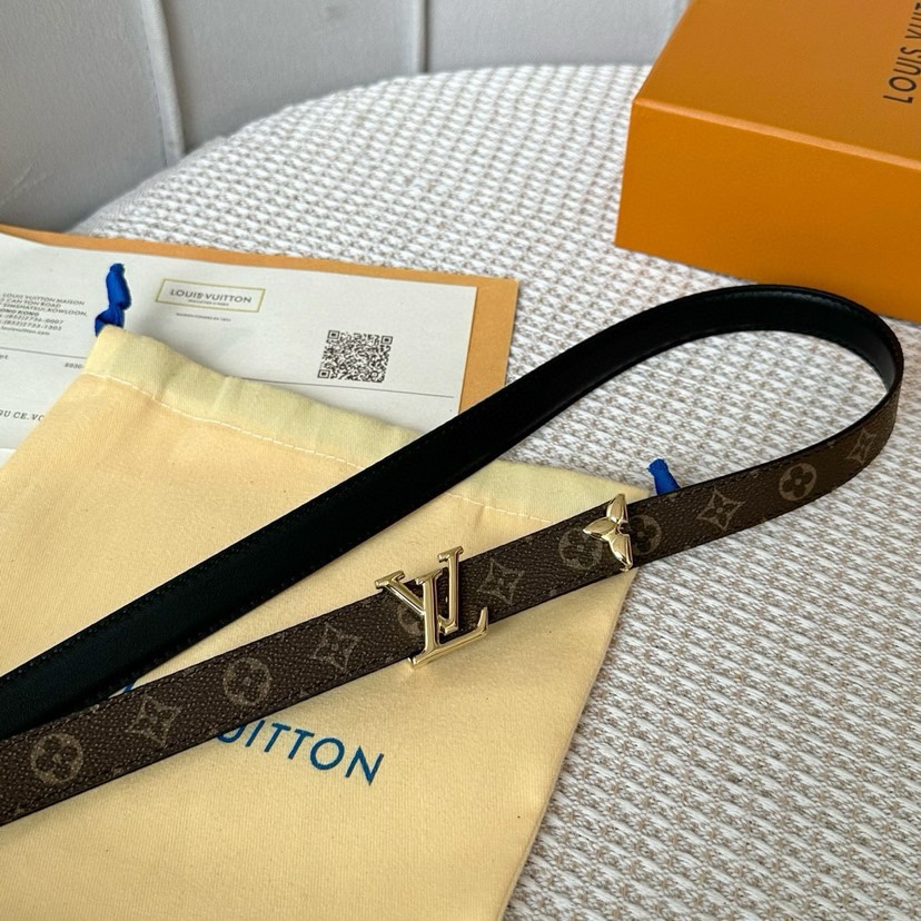 [TOP] Louis Vuitton LV Monogram Belt  2CM - Black