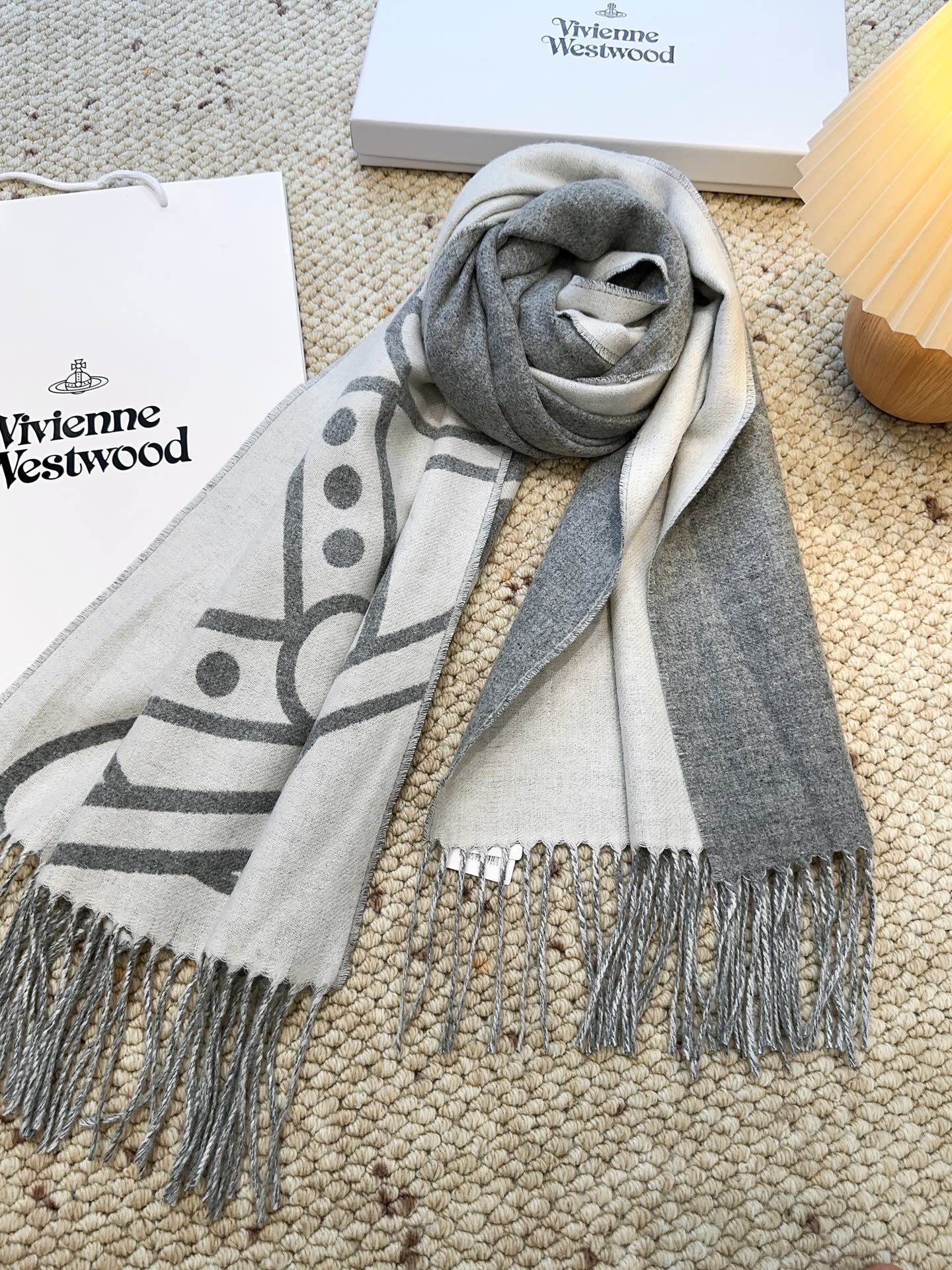 [TOP] Vivienne Westwood Cashmere Scarf 50*200cm  - Gray