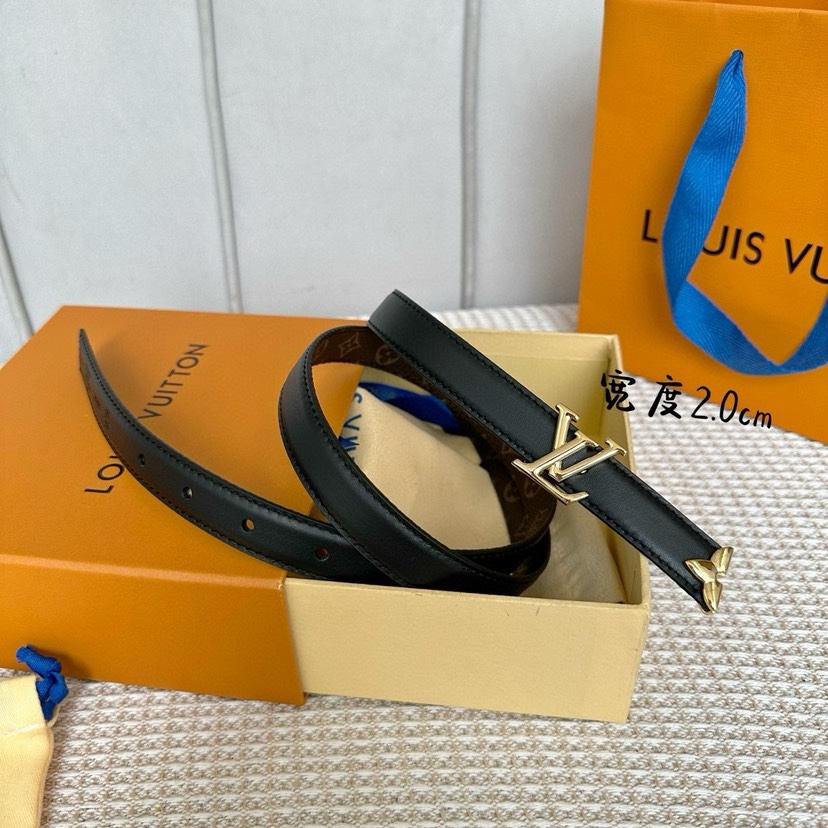 [TOP] Louis Vuitton LV Monogram Belt  2CM - Black