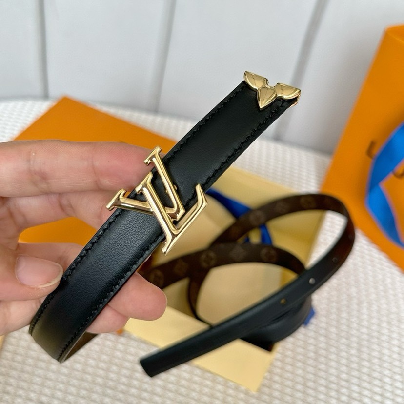 [TOP] Louis Vuitton LV Monogram Belt  2CM - Black
