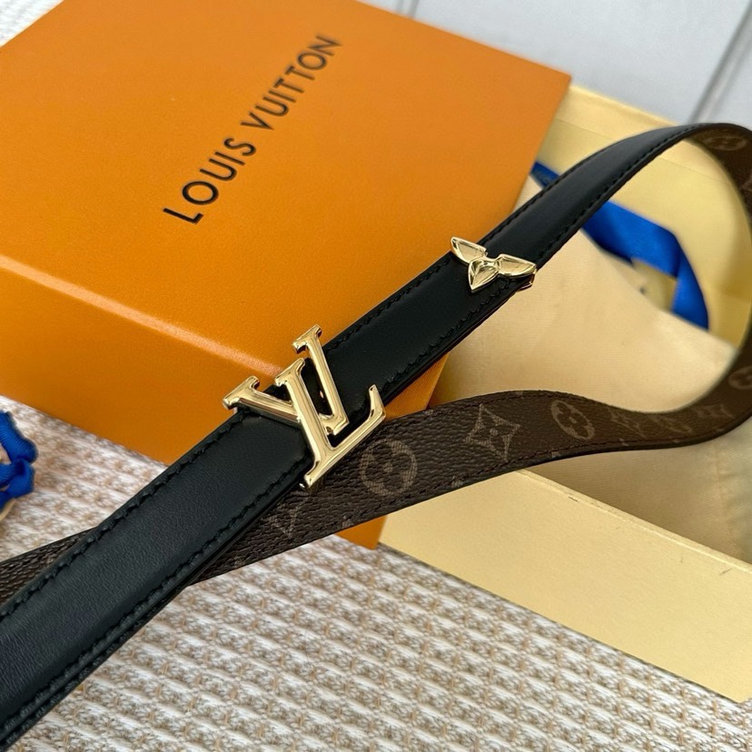 [TOP] Louis Vuitton LV Monogram Belt  2CM - Black