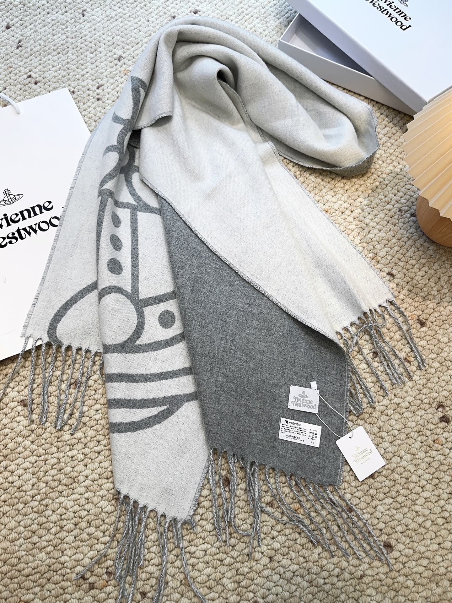 [TOP] Vivienne Westwood Cashmere Scarf 50*200cm  - Gray