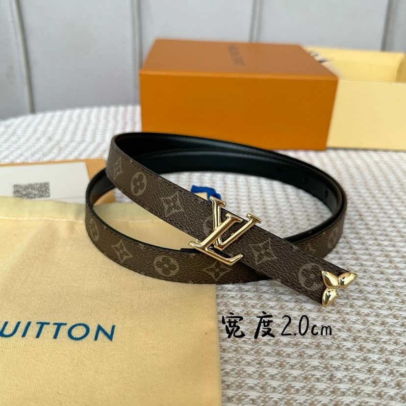 [TOP] Louis Vuitton LV Monogram Belt  2CM - Black