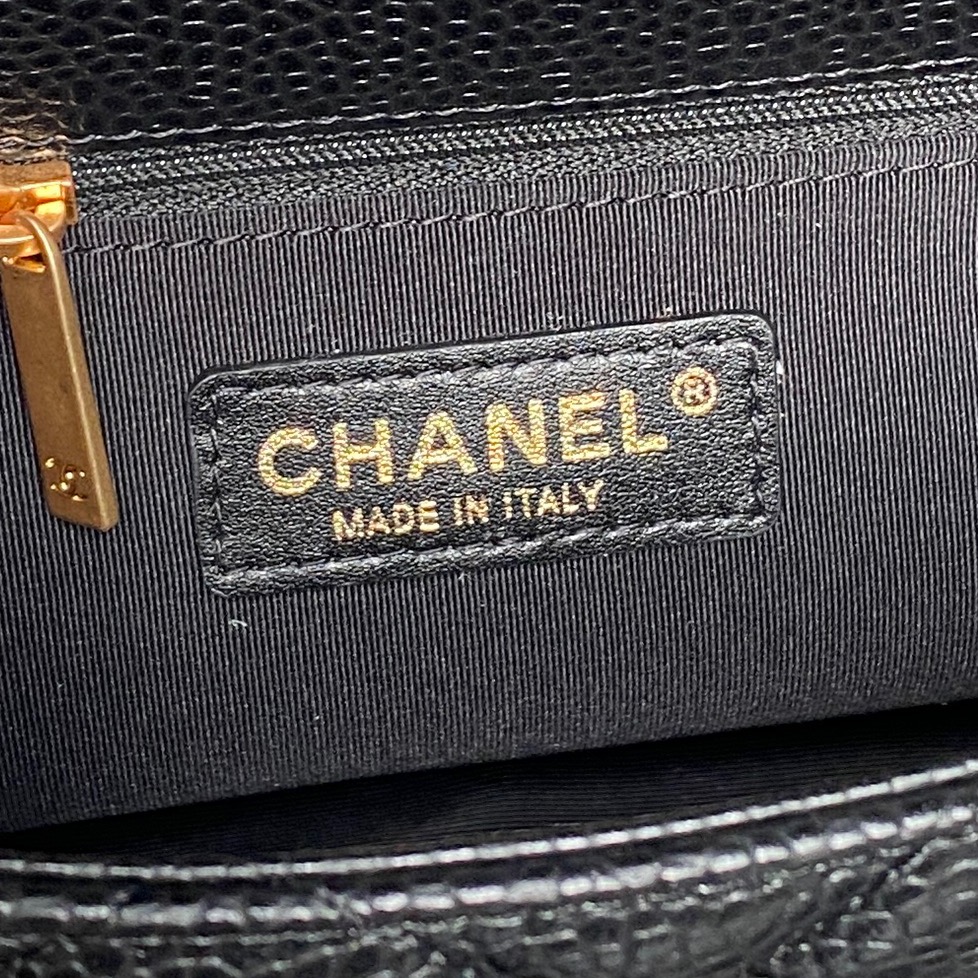 [TOP] CHANEL Backpack Lychee-Patterned Cowhide 15.5×22×6cm/18×24×6cm - Black&GHW