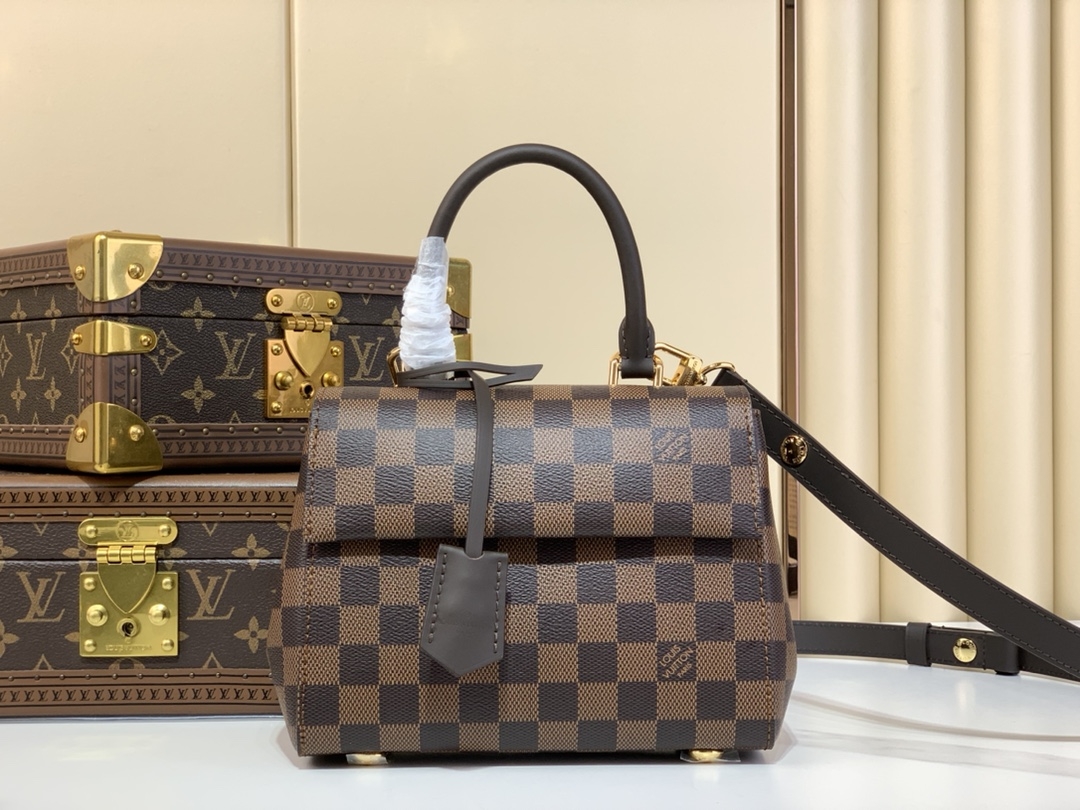 [TOP] Louis Vuitton LV Cluny Mini Handbag Damier 20x16x7.5cm - Brown/Black