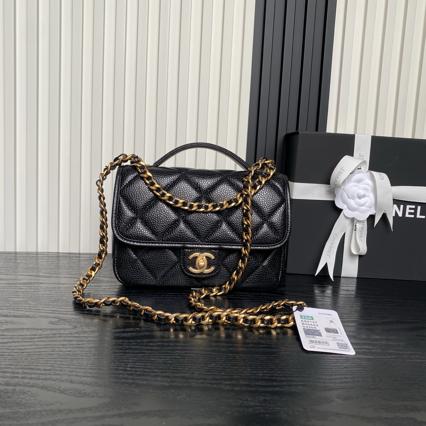 [TOP] CHANEL Backpack Lychee-Patterned Cowhide 15.5×22×6cm/18×24×6cm - Black&GHW