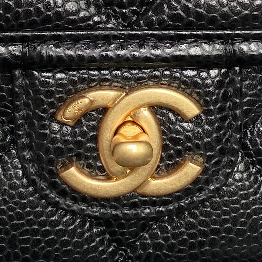 [TOP] CHANEL Backpack Lychee-Patterned Cowhide 15.5×22×6cm/18×24×6cm - Black&GHW