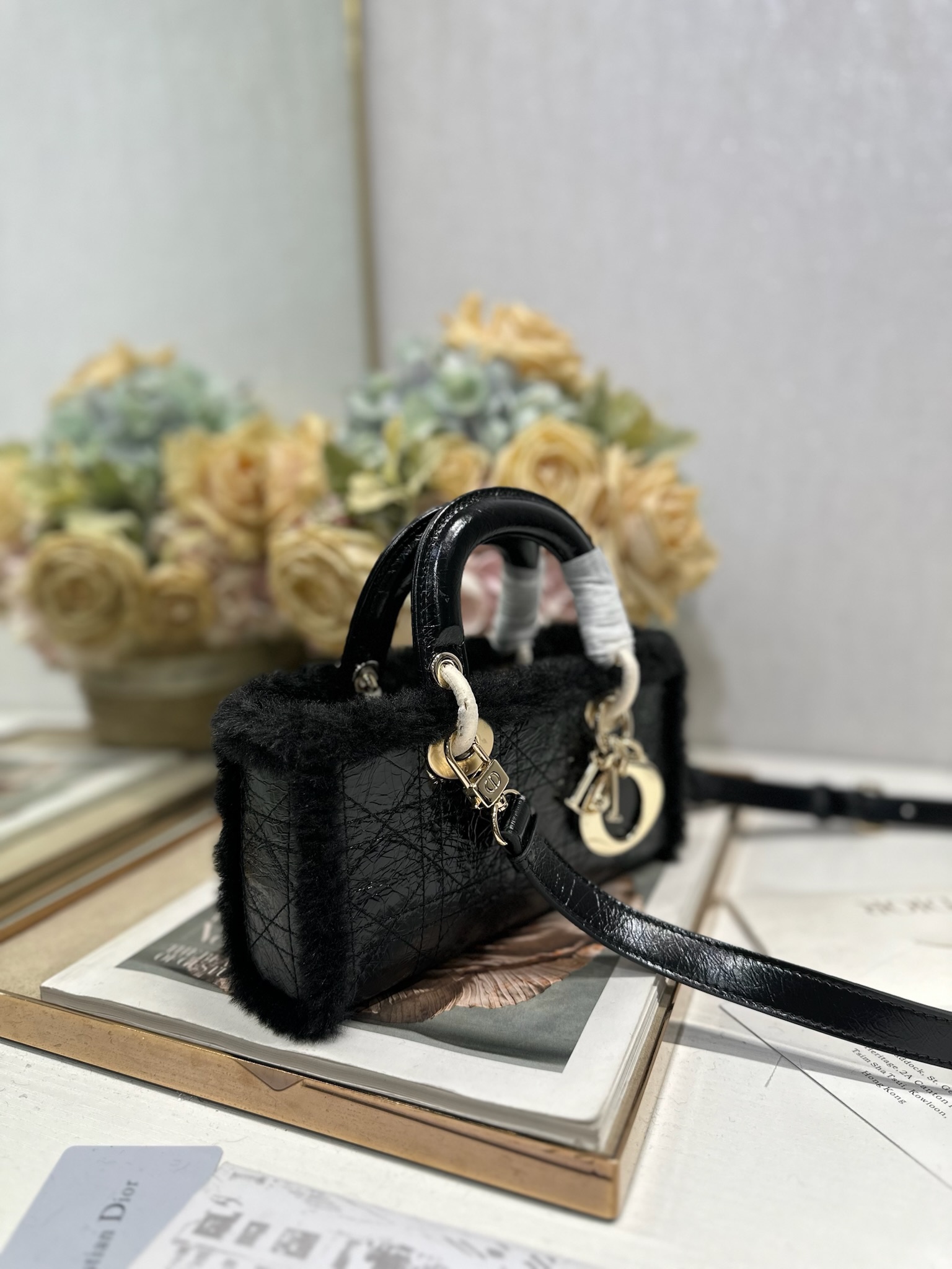 [TOP] Christian Dior Lady D-Joy  Bag 22.5 x 5.5 x 12.5cm  - Black