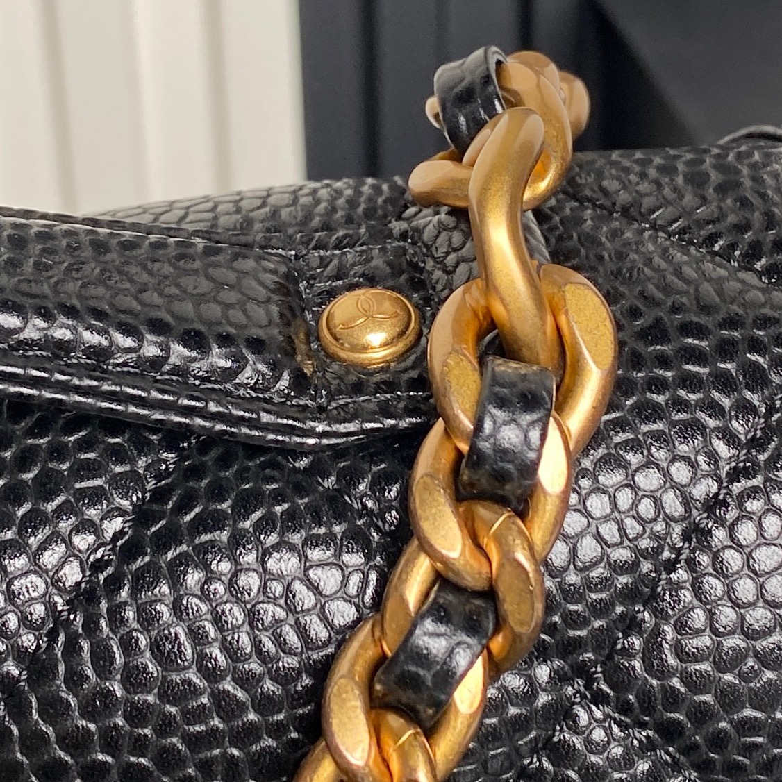 [TOP] CHANEL Backpack Lychee-Patterned Cowhide 15.5×22×6cm/18×24×6cm - Black&GHW