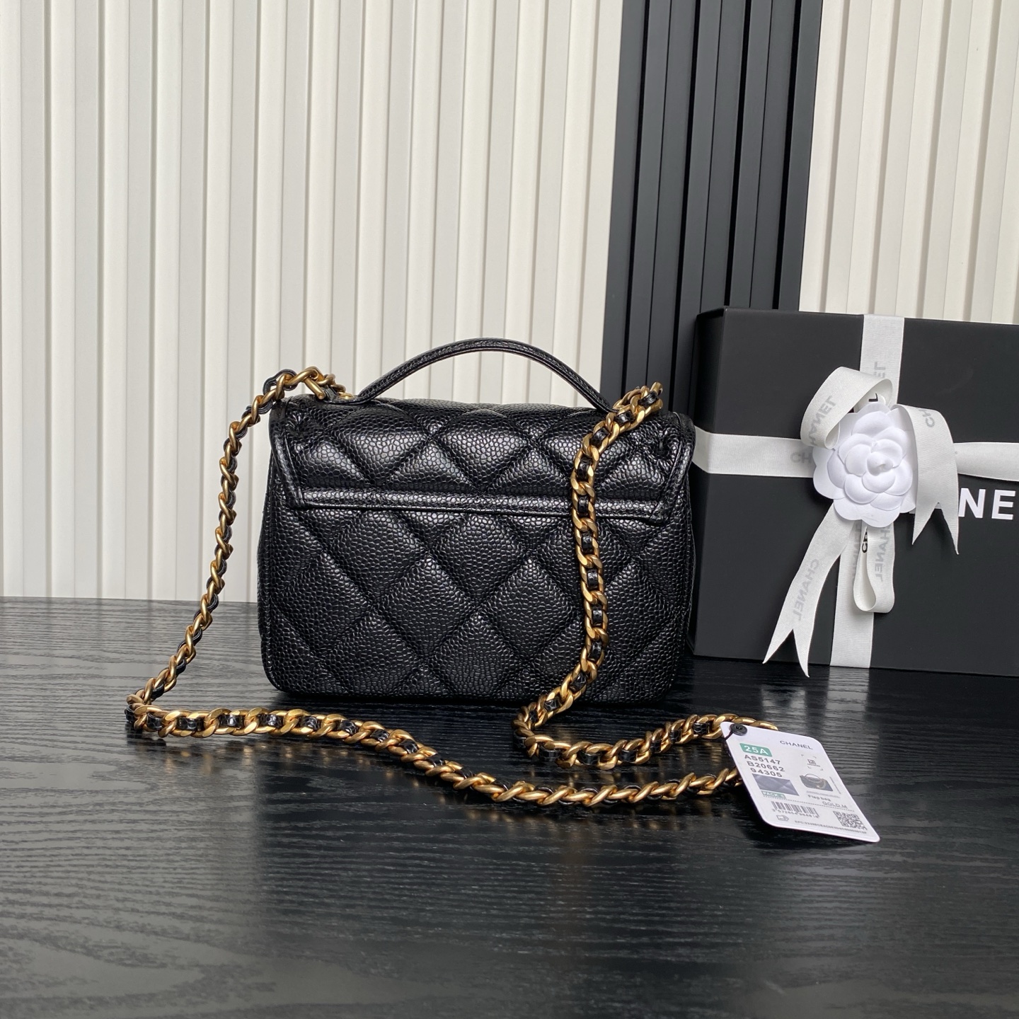 [TOP] CHANEL Backpack Lychee-Patterned Cowhide 15.5×22×6cm/18×24×6cm - Black&GHW