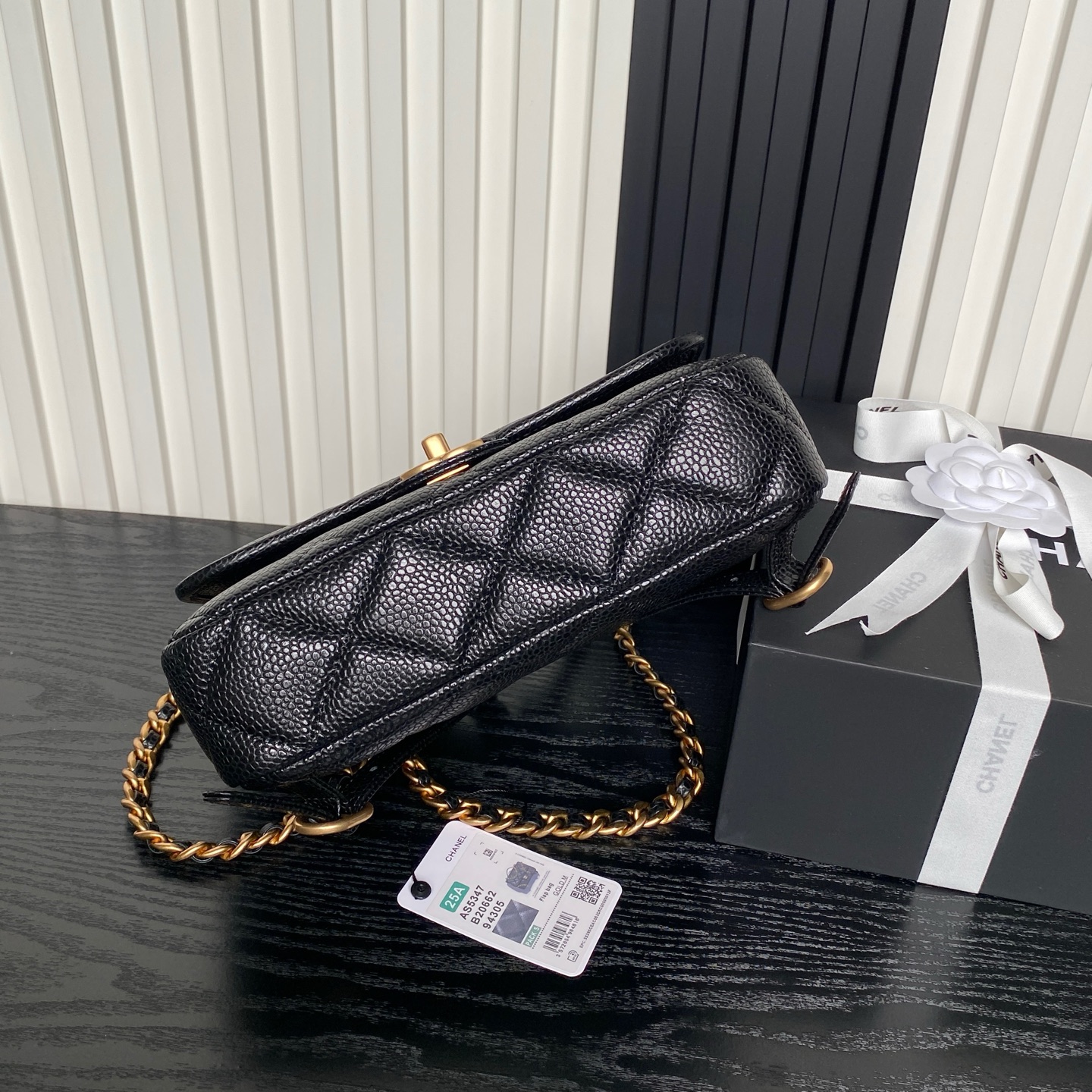 [TOP] CHANEL Backpack Lychee-Patterned Cowhide 15.5×22×6cm/18×24×6cm - Black&GHW