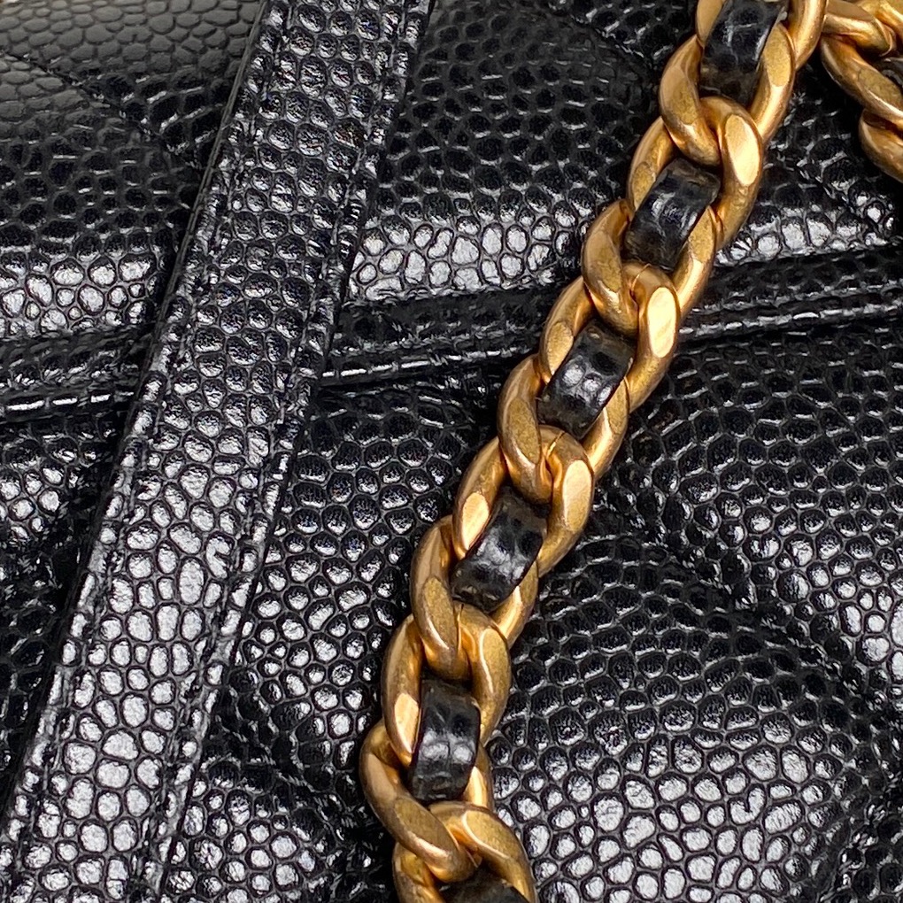 [TOP] CHANEL Backpack Lychee-Patterned Cowhide 15.5×22×6cm/18×24×6cm - Black&GHW