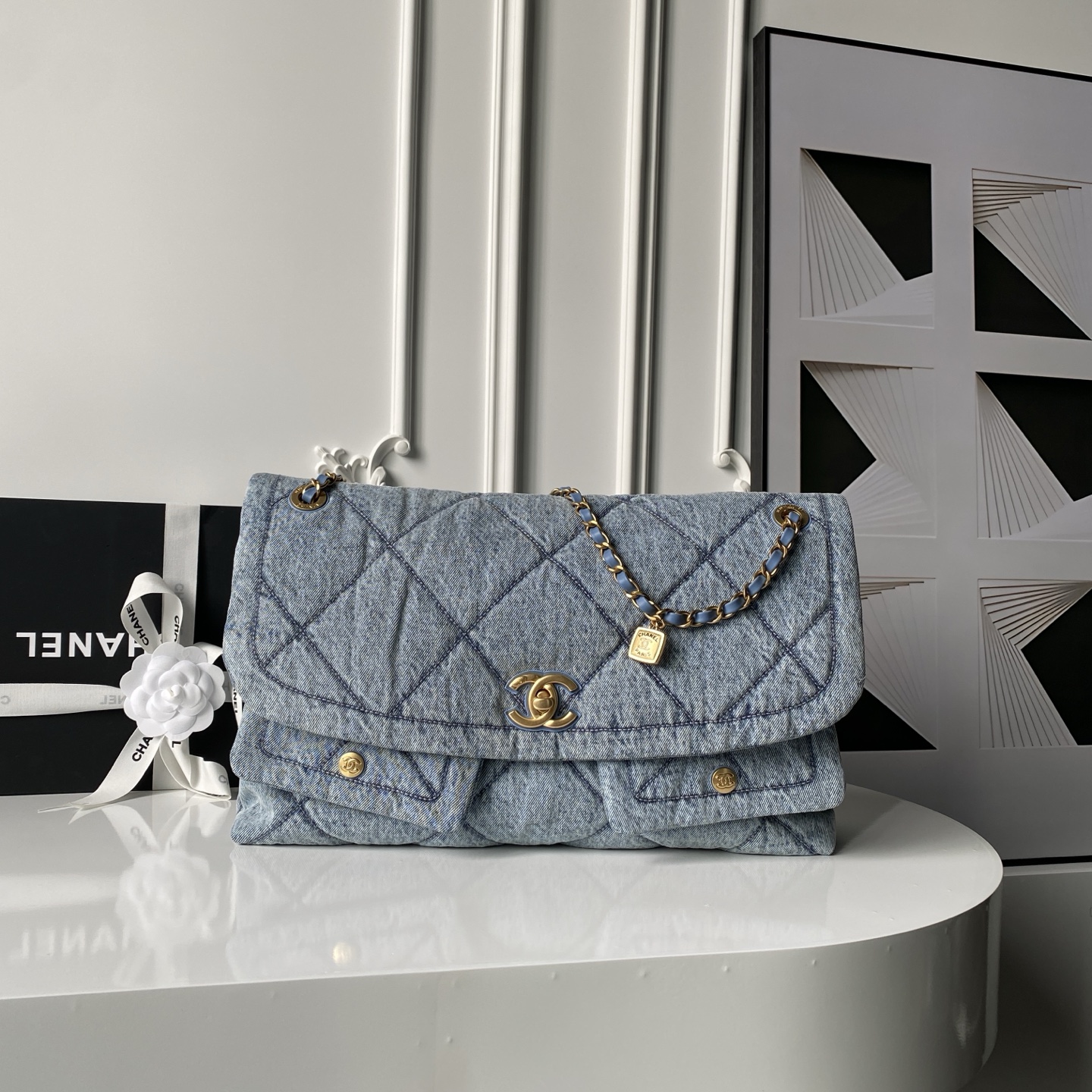 [TOP] CHANEL Denim Bag 26.5×45×9.5cm - Blue