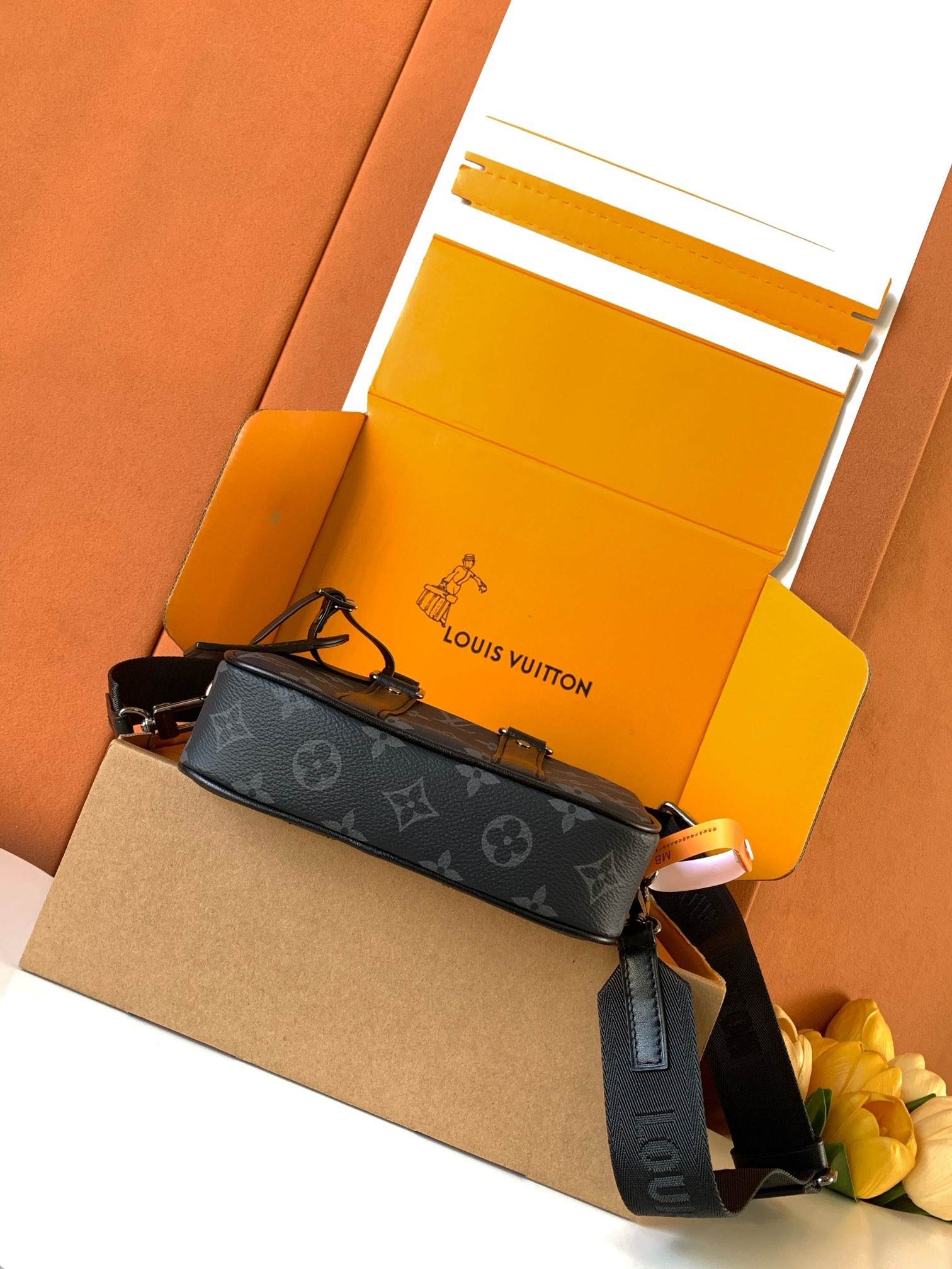 [TOP] Louis Vuitton LV Nano Porte Documents Voyage Bag 20x13x5.5cm - Black