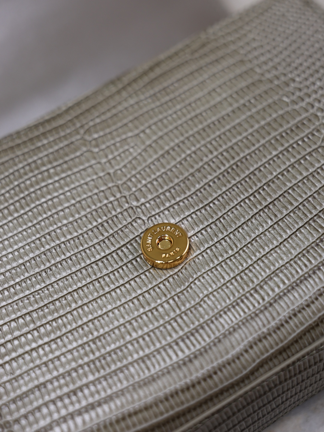 [TOP] Yves Saint Laurent YSL Kate Tassel Bag Lizard Print Cowhide 20x13.5x5.5cm - Gray & GHW