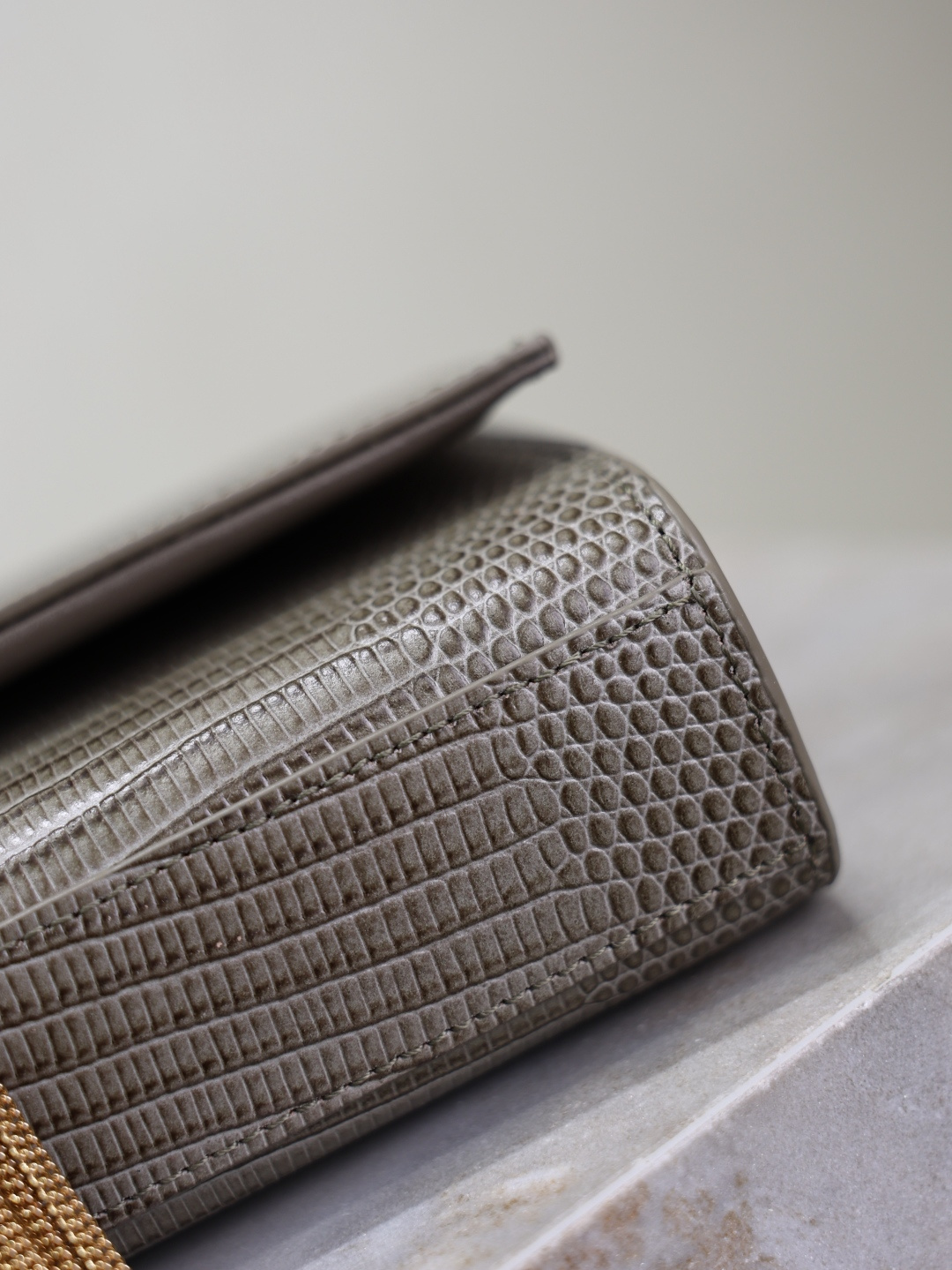 [TOP] Yves Saint Laurent YSL Kate Tassel Bag Lizard Print Cowhide 20x13.5x5.5cm - Gray & GHW