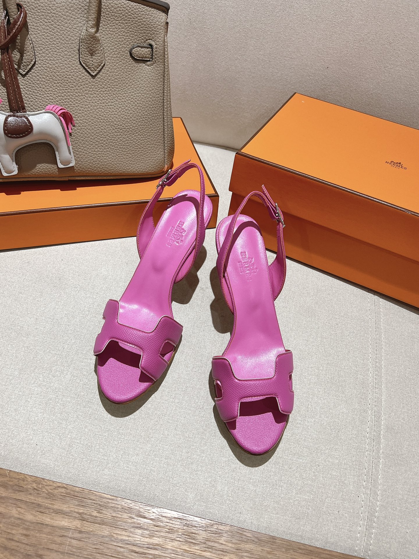 [TOP] HERMES High Heels Sandals 9 cm - Pink