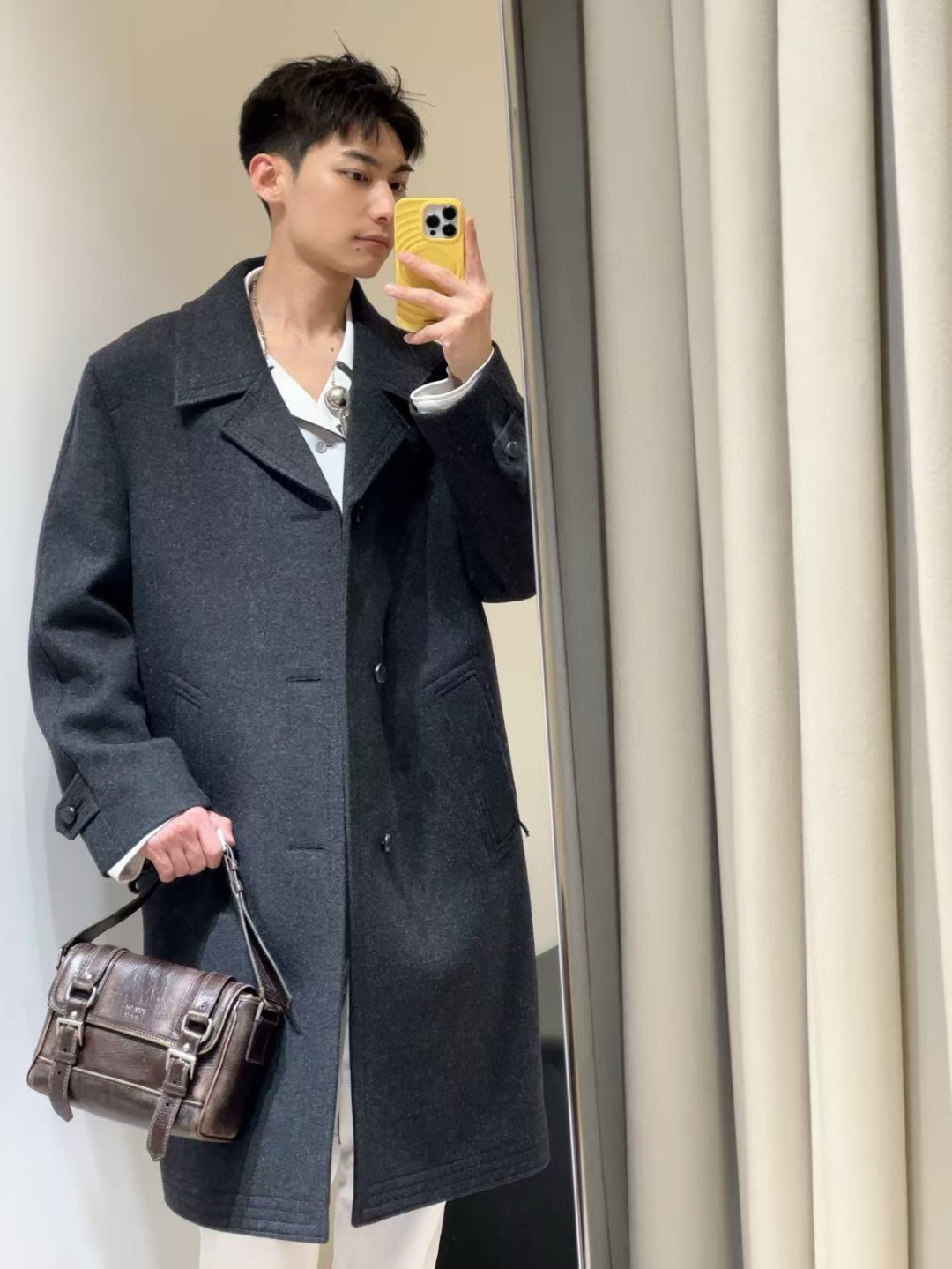 [TOP] PRADA Leather Bag 22×17×10cm - Brown