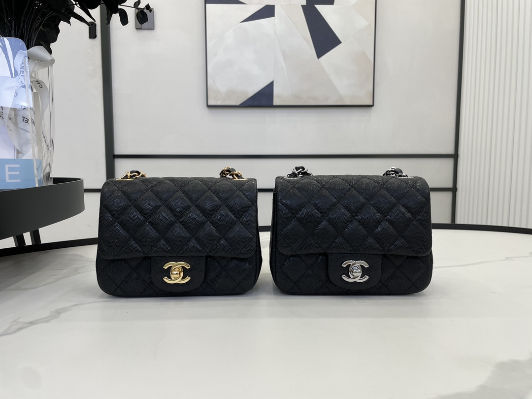 [TOP] CHANEL Classic Flap Bag Caviar Mini 17cm - Black & SHW/GHW