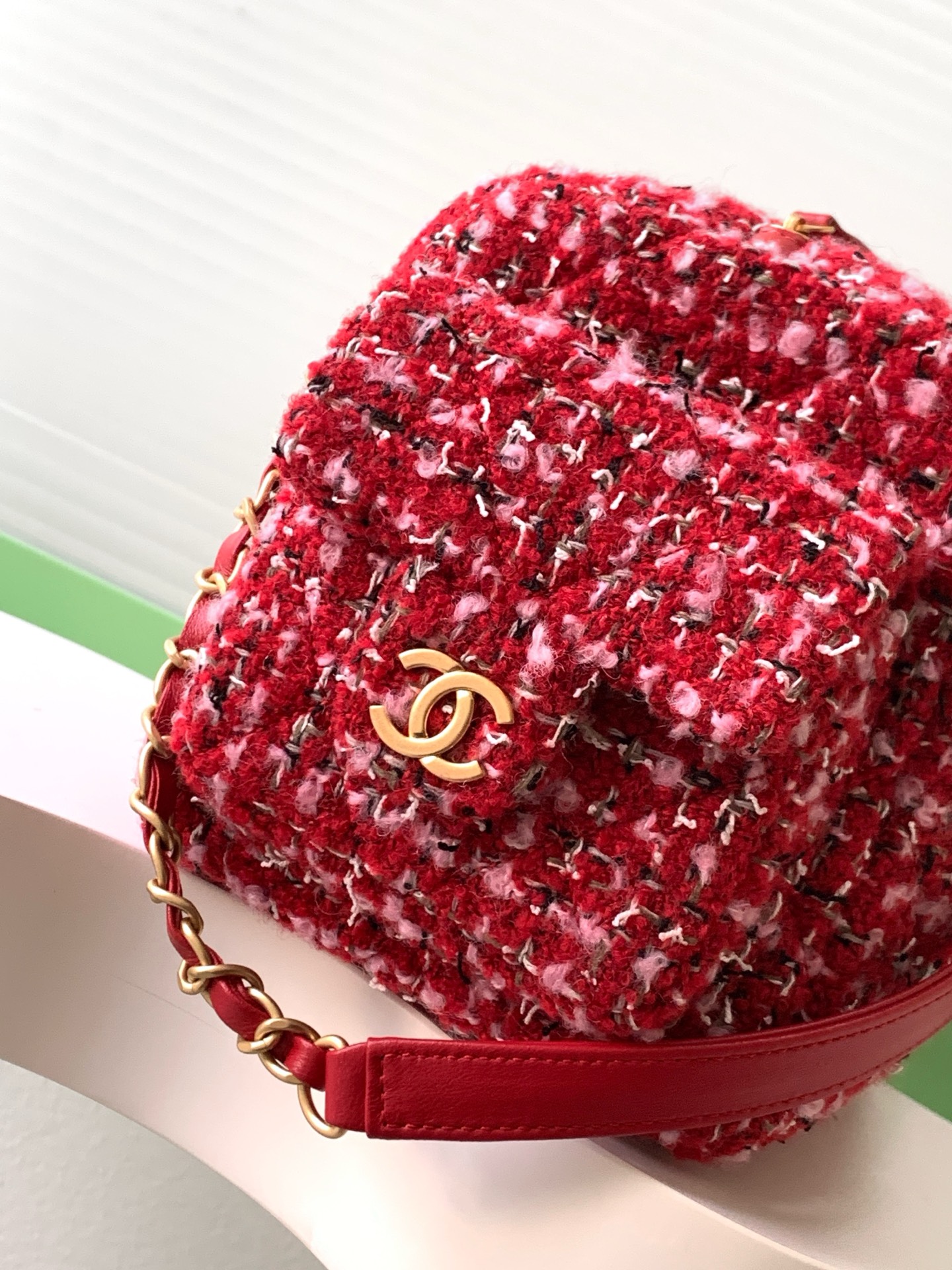 [TOP] CHANEL  Bowling Bag 15.5-24-11.5cm/18.5-27-13.5cm  - Red