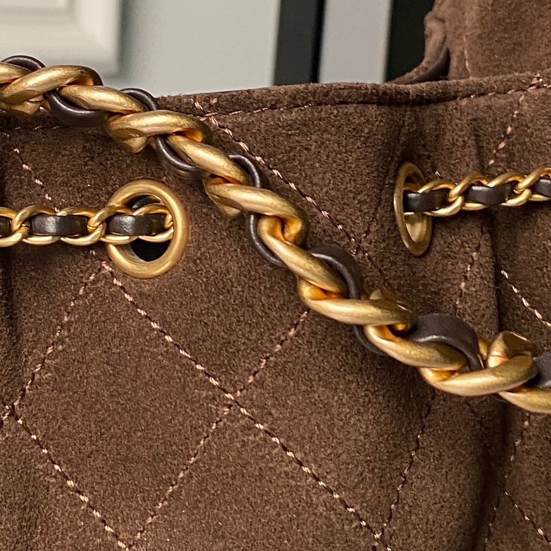 [TOP] CHANEL Hobo Shopping Bag 26x30x14cm/30x15x40cm - Brown