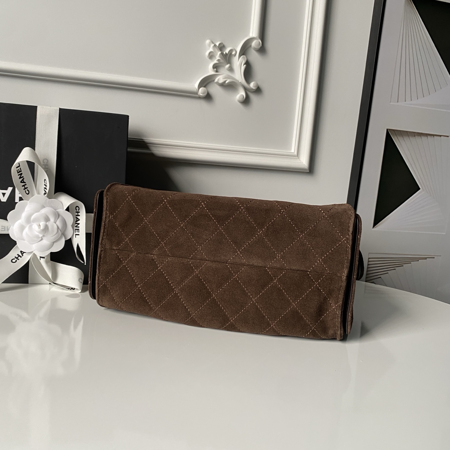 [TOP] CHANEL Hobo Shopping Bag 26x30x14cm/30x15x40cm - Brown