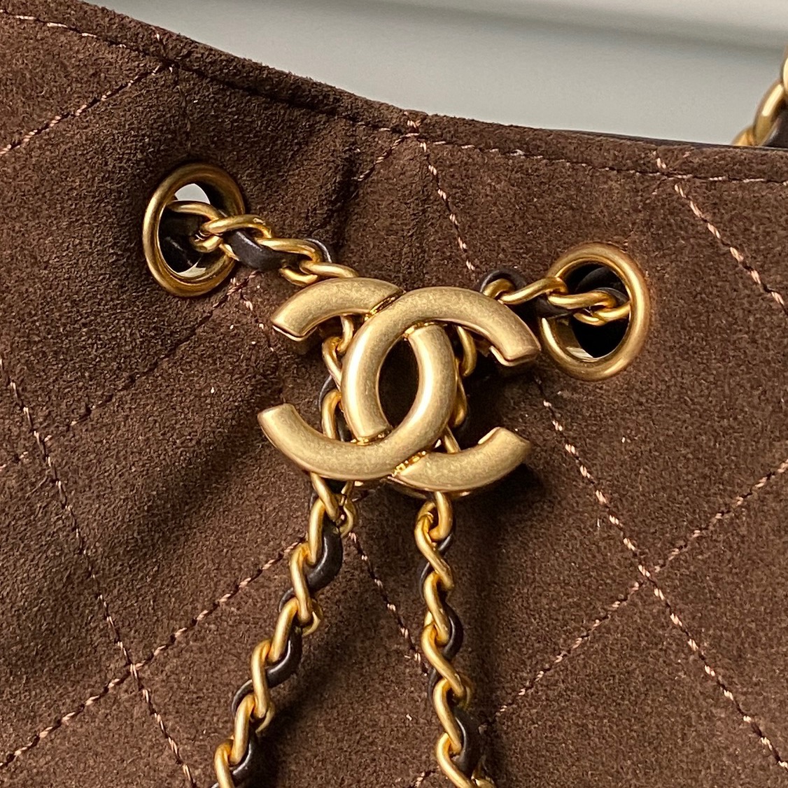 [TOP] CHANEL Hobo Shopping Bag 26x30x14cm/30x15x40cm - Brown