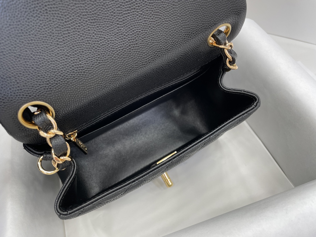 [TOP] CHANEL Classic Flap Bag Caviar Mini 17cm - Black & SHW/GHW