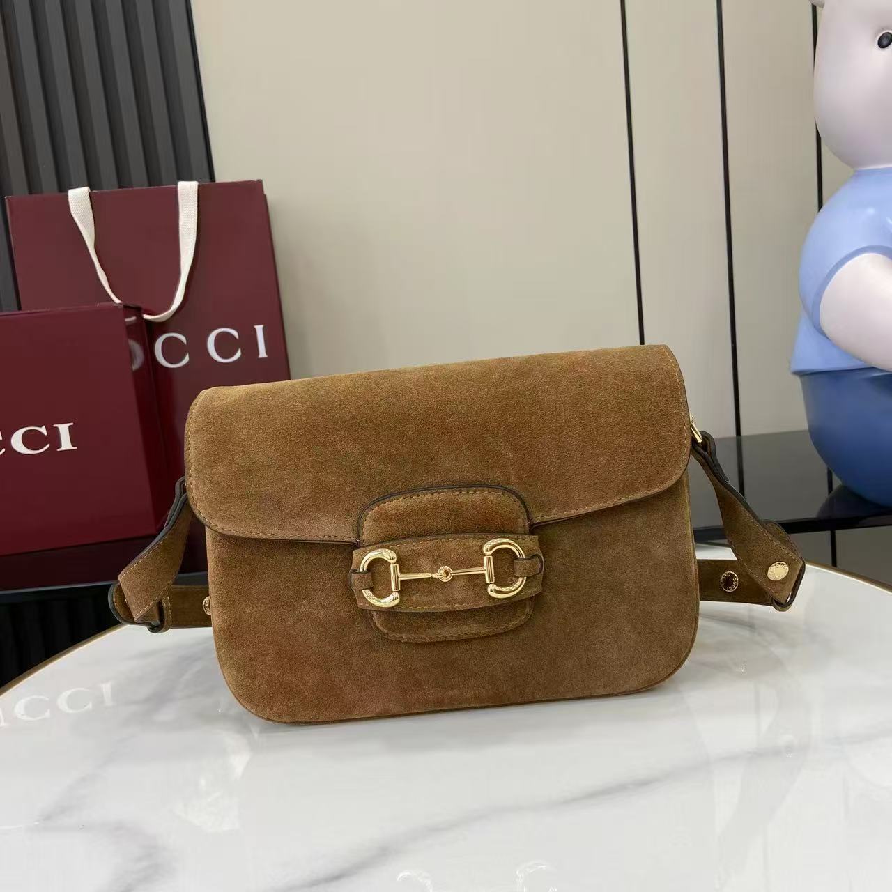 [TOP] GUCCI Gucci Horsebit 1955 Aura Small Shoulder Bag 26CM - Brown