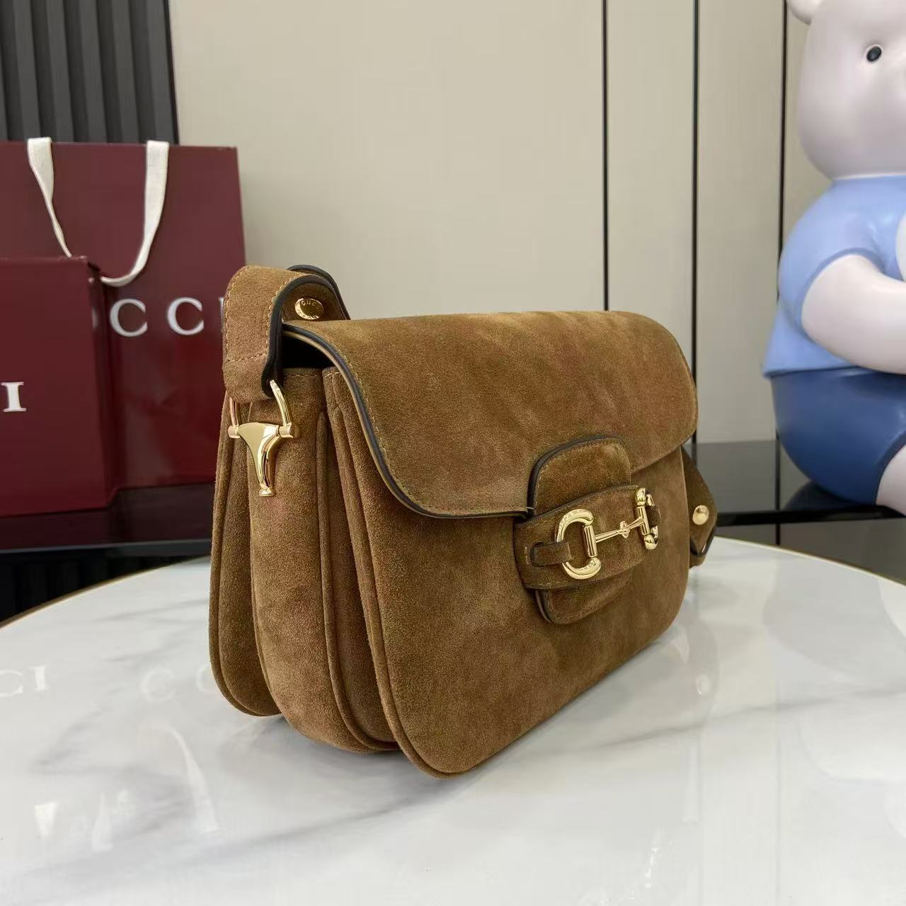 [TOP] GUCCI Gucci Horsebit 1955 Aura Small Shoulder Bag 26CM - Brown