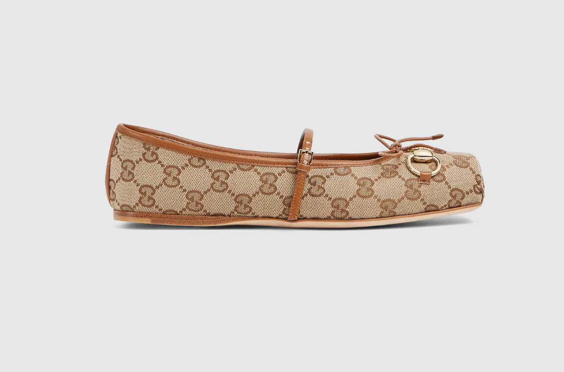 [TOP] GUCCI Women's Horsebit Ballet Flat - Brown