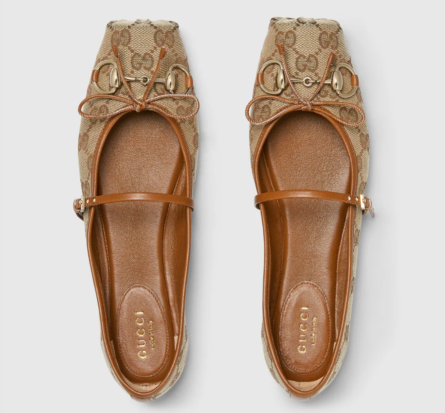 [TOP] GUCCI Women's Horsebit Ballet Flat - Brown