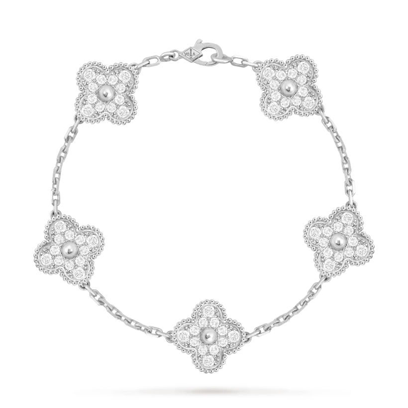[TOP] Van Cleef & Arpels VCA 5 Motifs Alhambra Bracelet - Sliver