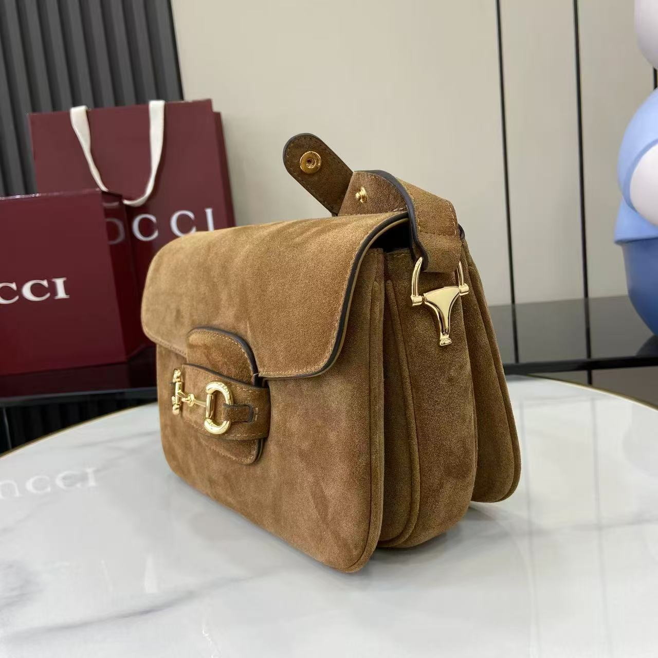 [TOP] GUCCI Gucci Horsebit 1955 Aura Small Shoulder Bag 26CM - Brown