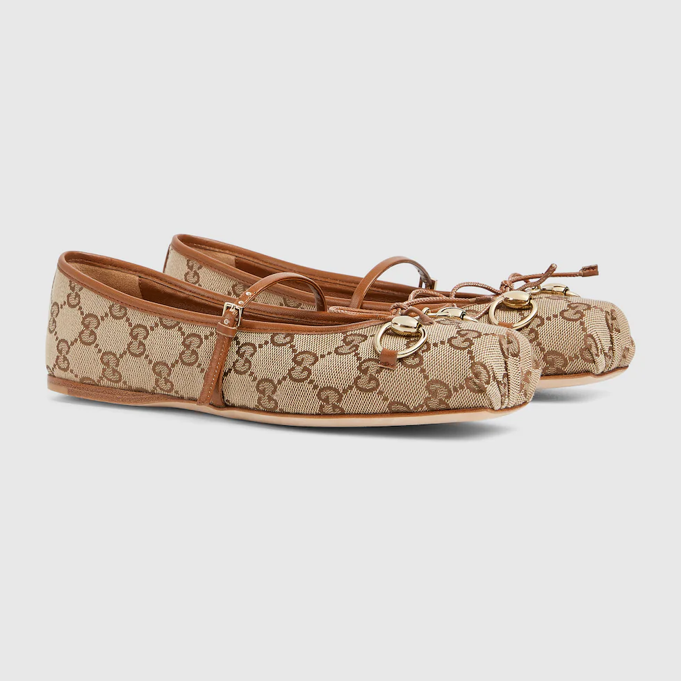 [TOP] GUCCI Women's Horsebit Ballet Flat - Brown