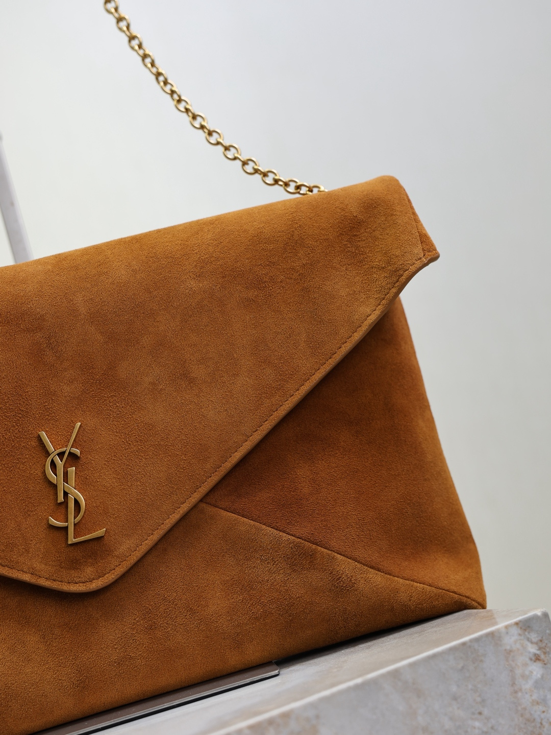 [TOP] Yves Saint Laurent YSL Cassandra Bag Suede Leather 35x22x3cmcm - Brown