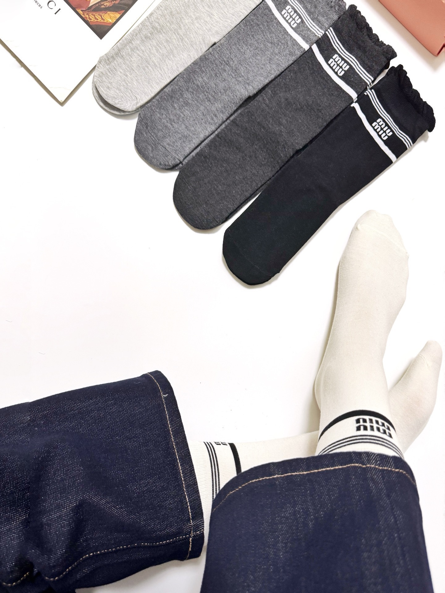 [TOP] Miu Miu Socks - 5 Pieces as a Set