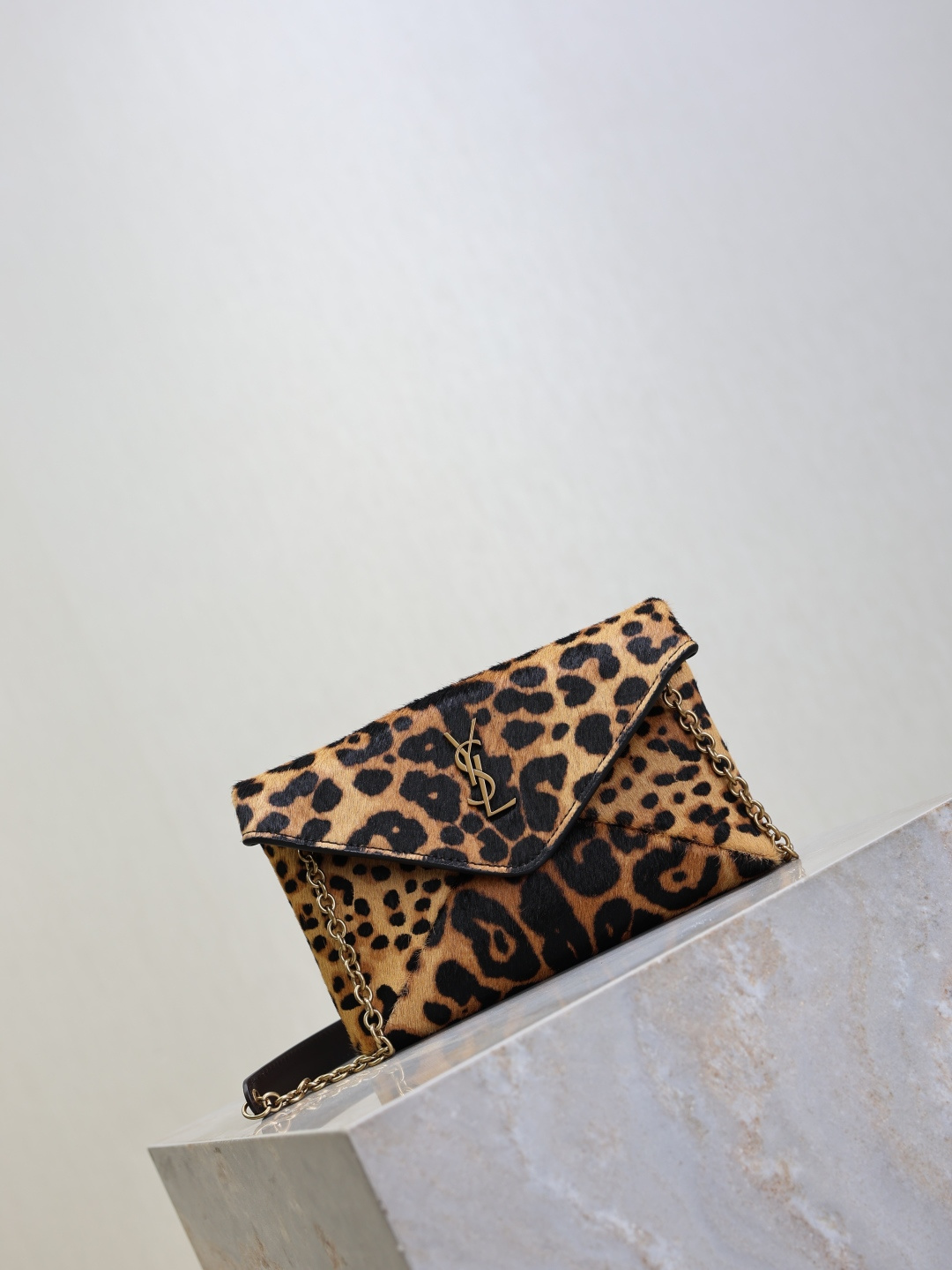 [TOP] Yves Saint Laurent YSL Cassandra Bag Leather-trimmed Leopard-print 19x12x3cm/29.5×18×4.5cm - Brown