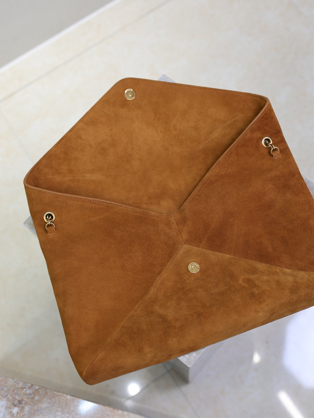 [TOP] Yves Saint Laurent YSL Cassandra Bag Suede Leather 35x22x3cmcm - Brown