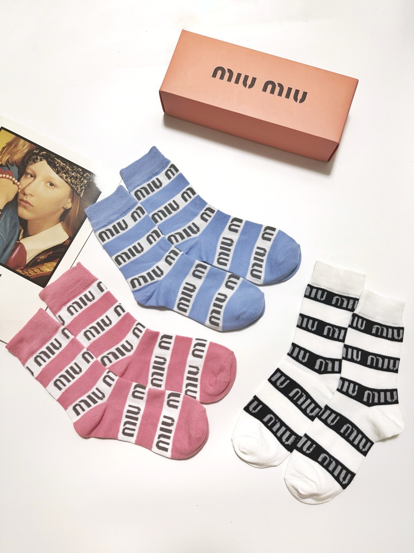 [TOP] Miu Miu Socks - 3 Pieces as a Set