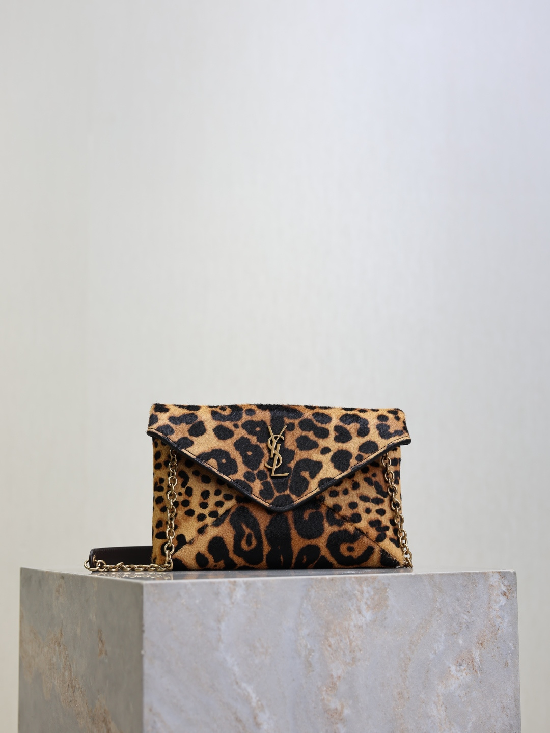 [TOP] Yves Saint Laurent YSL Cassandra Bag Leather-trimmed Leopard-print 19x12x3cm/29.5×18×4.5cm - Brown