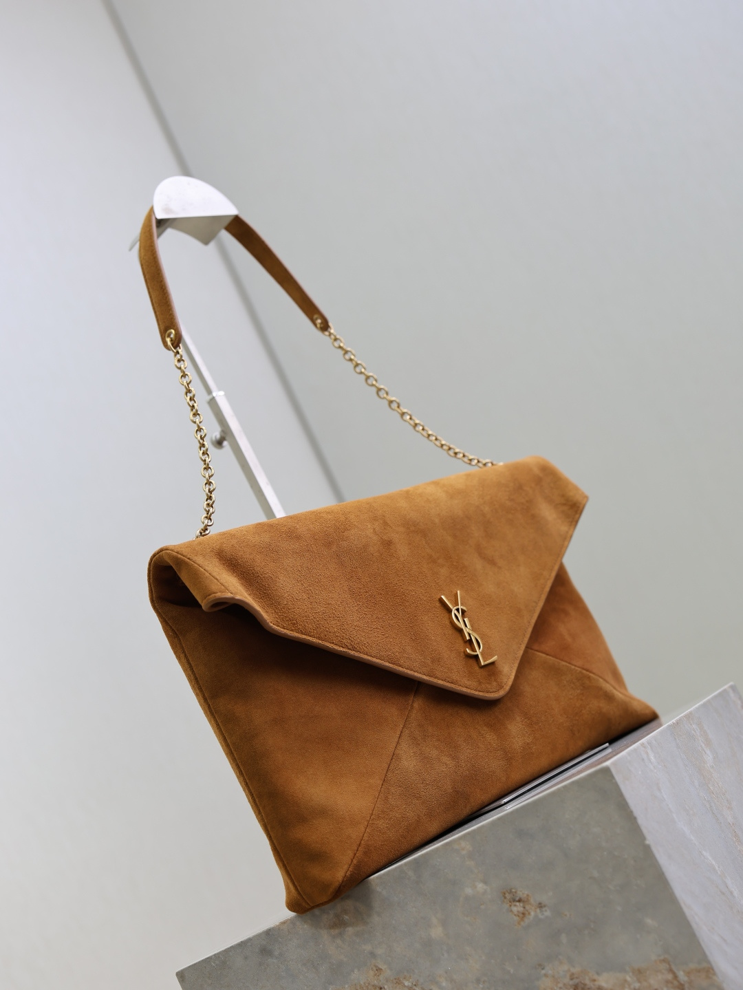 [TOP] Yves Saint Laurent YSL Cassandra Bag Suede Leather 35x22x3cmcm - Brown