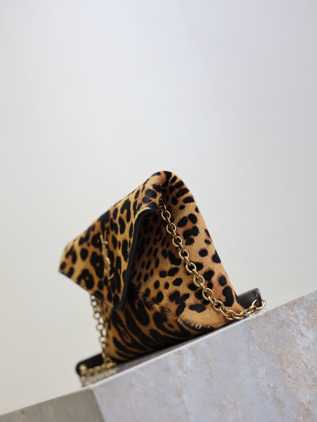 [TOP] Yves Saint Laurent YSL Cassandra Bag Leather-trimmed Leopard-print 19x12x3cm/29.5×18×4.5cm - Brown