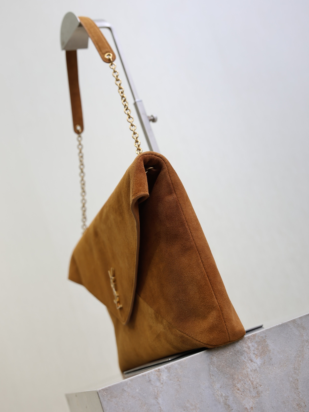 [TOP] Yves Saint Laurent YSL Cassandra Bag Suede Leather 35x22x3cmcm - Brown